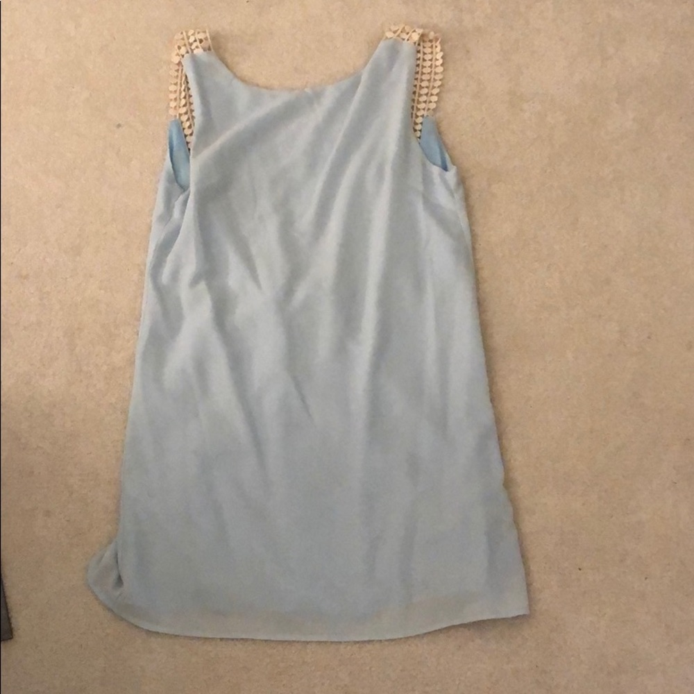 Light blue open lace back shift dress